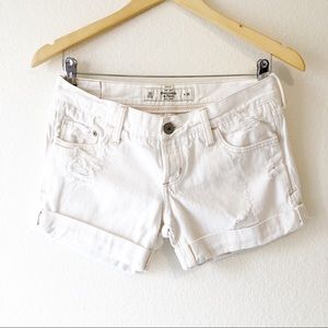 A&F | Distressed White Denim Shorts